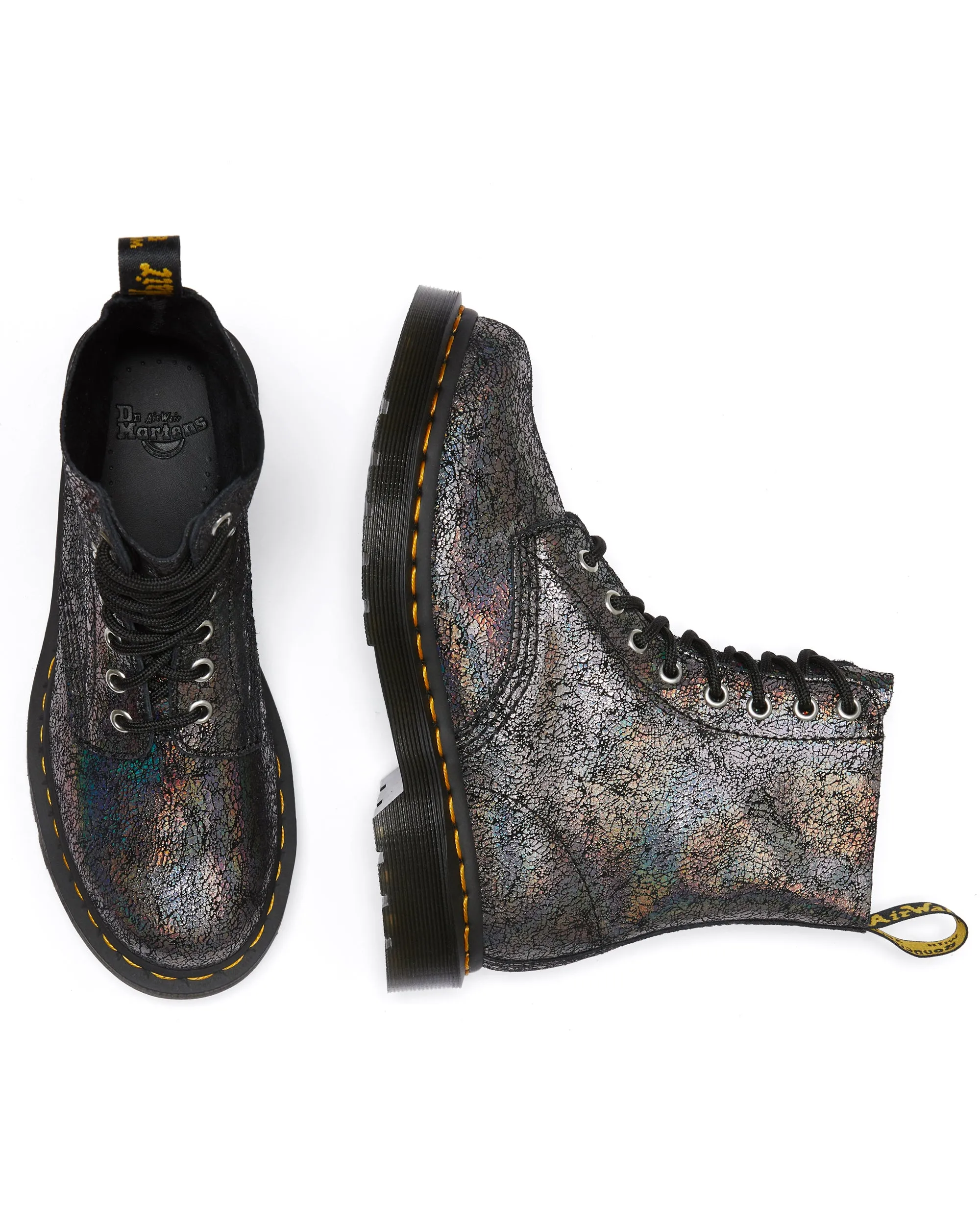 1460 Pascal Gunmetal Iridescent Crackle Boots