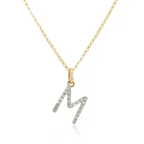 14k Diamond Initial Pendant Necklace