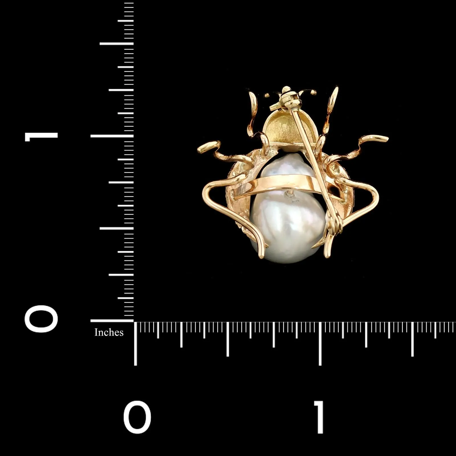 14K Rose Gold Estate Cultured Baroque Pearl Insect Pin