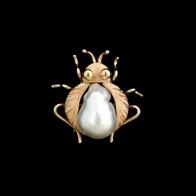 14K Rose Gold Estate Cultured Baroque Pearl Insect Pin