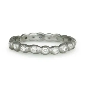 14K White Gold and Diamond Seed Band Ring