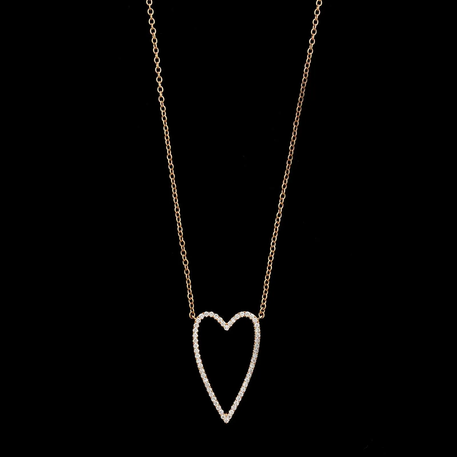 18K Rose Gold Estate Diamond Heart Necklace