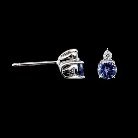 18K White Gold Estate Tanzanite and Diamond Earrings