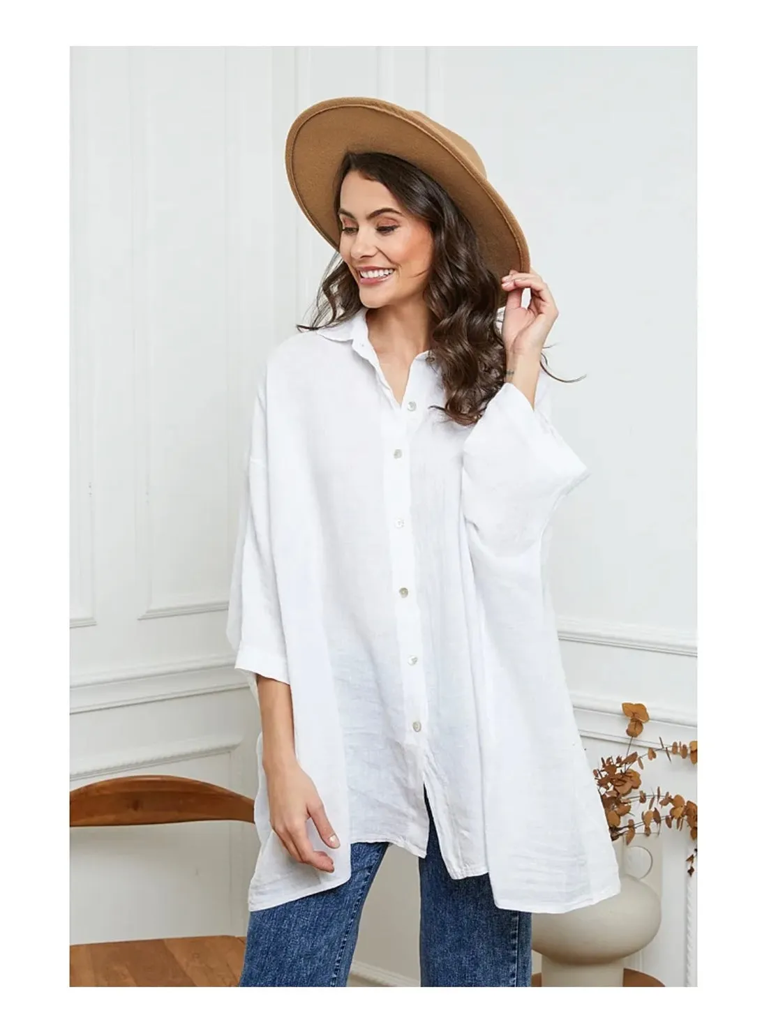 2858 Button Up Top - 100% Linen