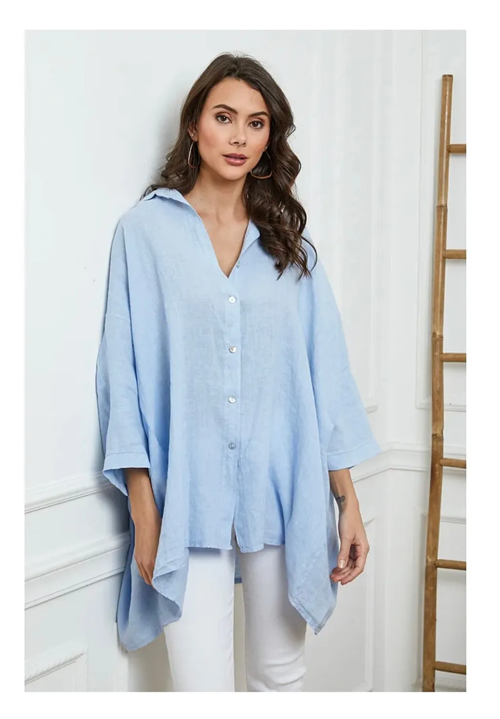 2858 Button Up Top - 100% Linen