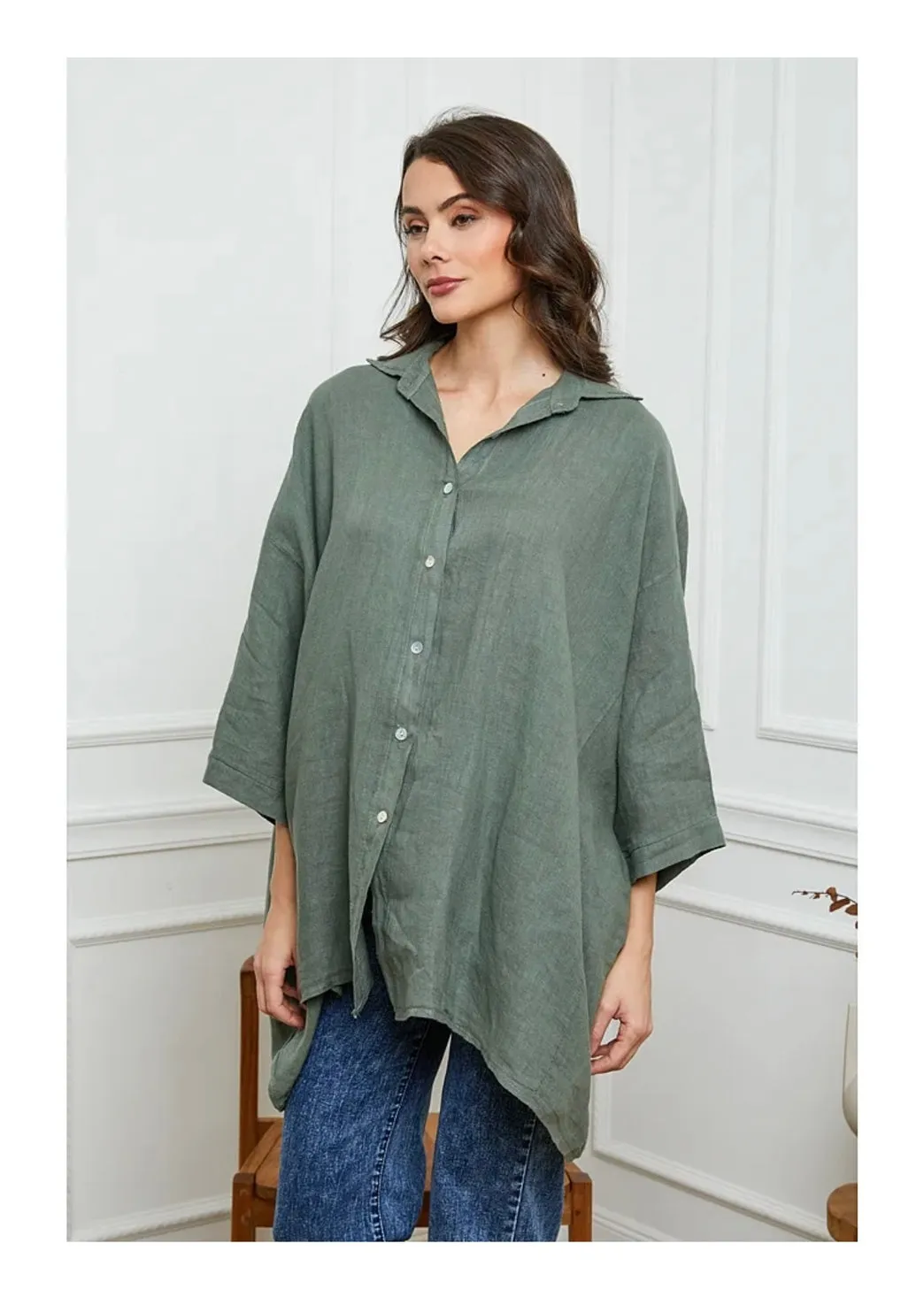 2858 Button Up Top - 100% Linen