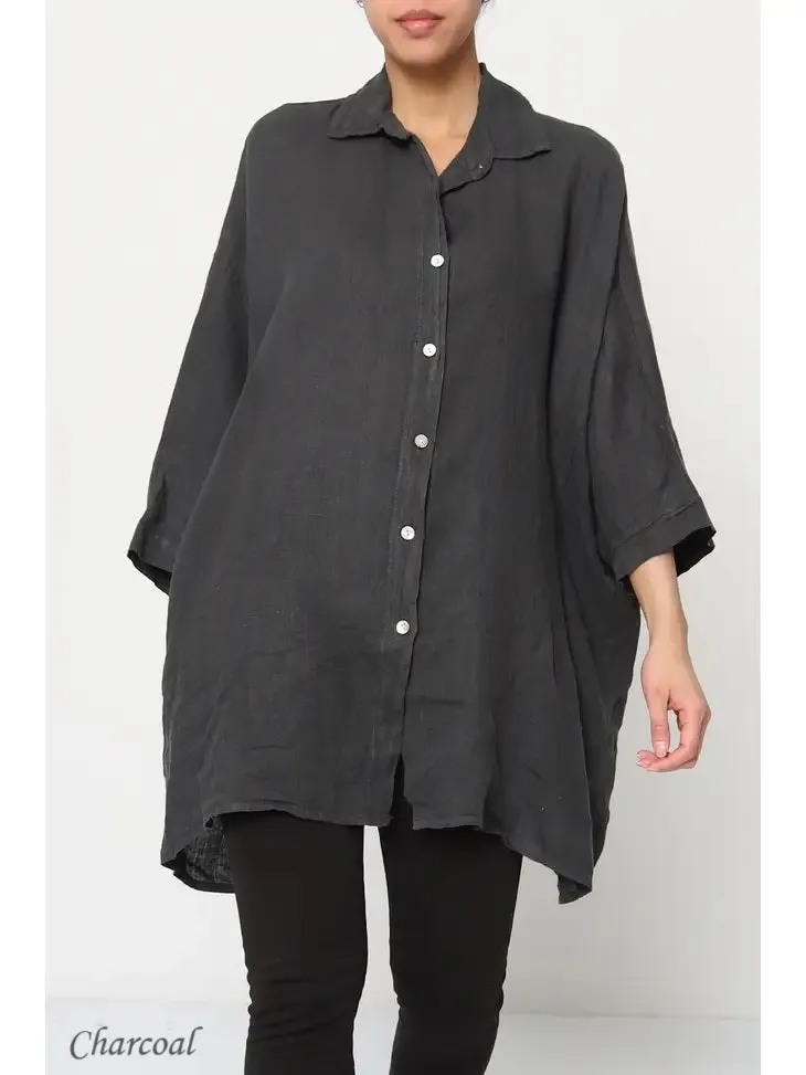 2858 Button Up Top - 100% Linen