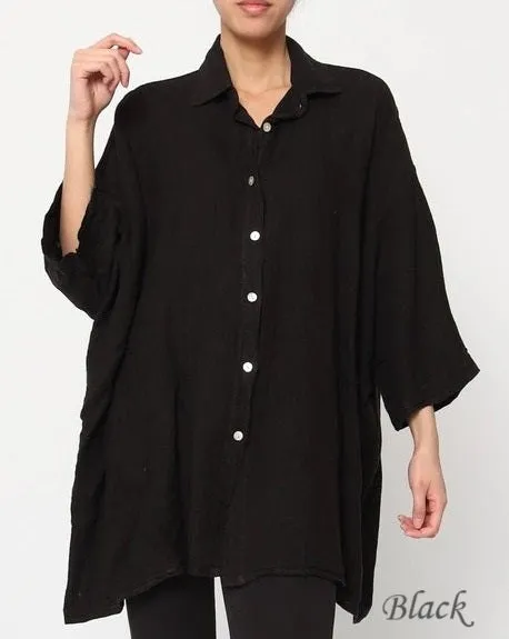 2858 Button Up Top - 100% Linen