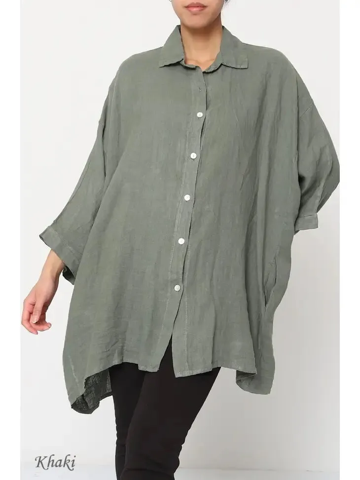 2858 Button Up Top - 100% Linen