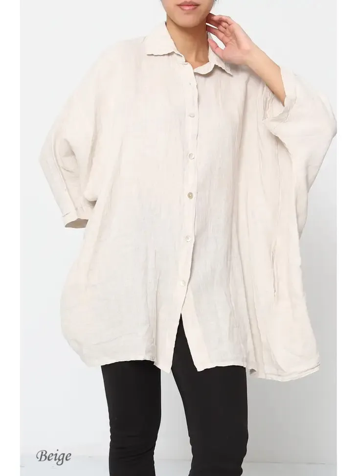 2858 Button Up Top - 100% Linen