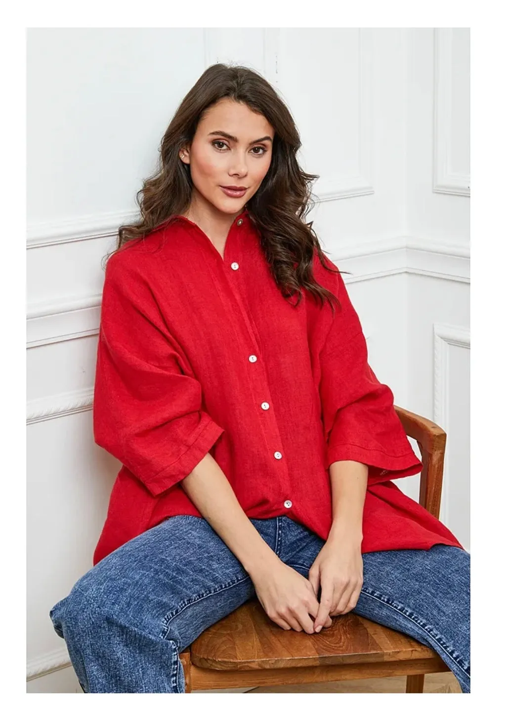 2858 Button Up Top - 100% Linen