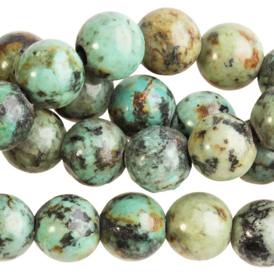 African Turquoise 10mm Large Hole Round 8-Inch