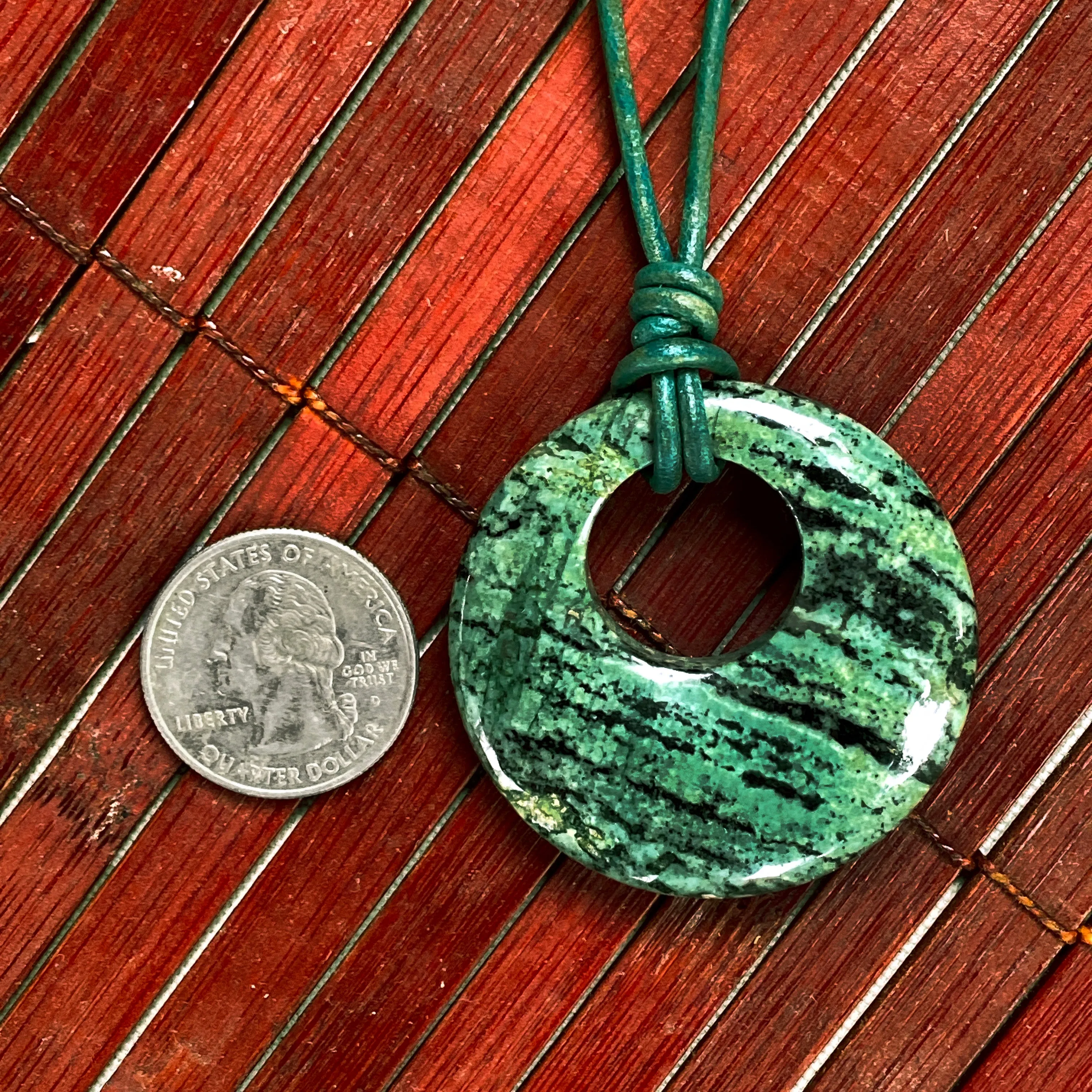 African Turquoise Pendant leather necklace