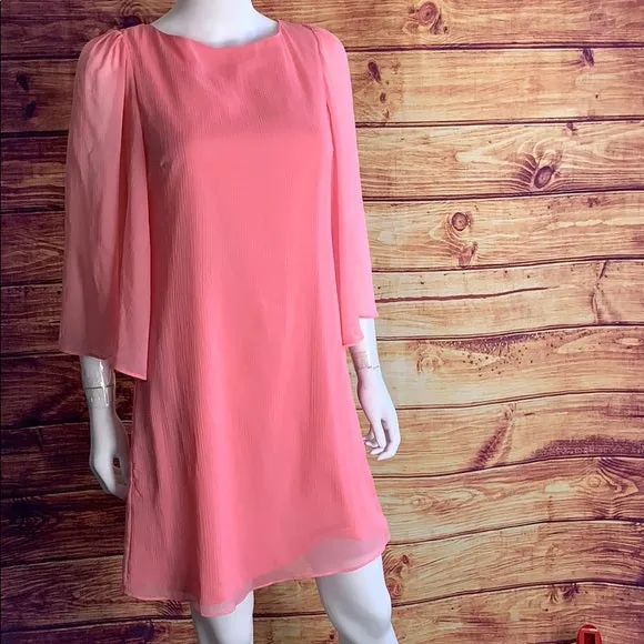 Alice   Olivia Chiffon Coral Pink Flowy Mini Dress