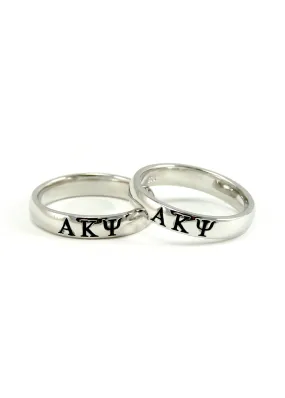 Alpha Kappa Psi (Womens) Sterling Silver Ring with Black Enamel