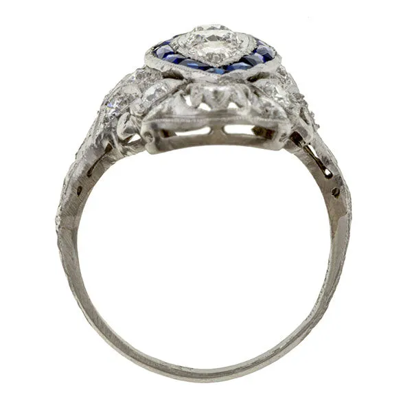 Art Deco Diamond & Sapphire Dinner Ring