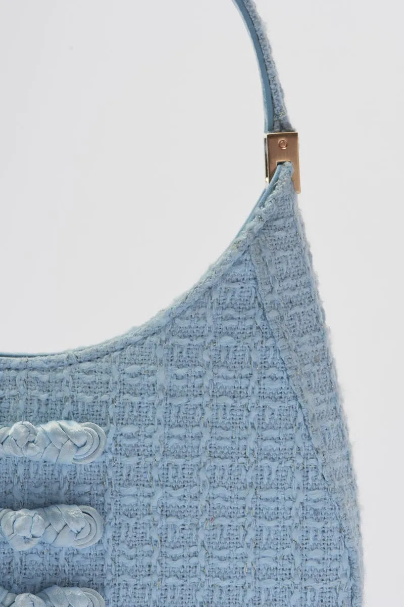 BABY BLUE TWEED MINI TOP HANDLE BAG