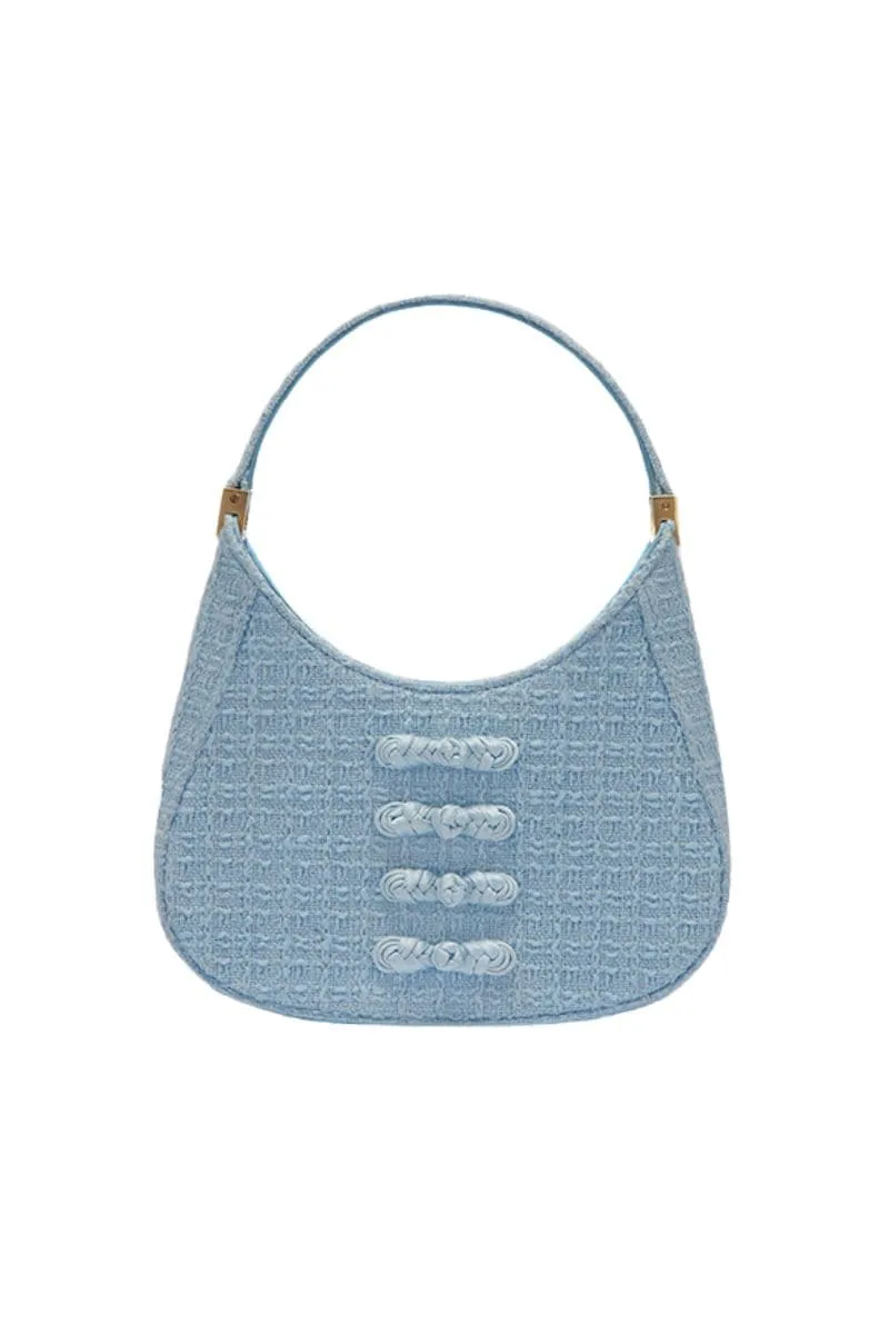 BABY BLUE TWEED MINI TOP HANDLE BAG