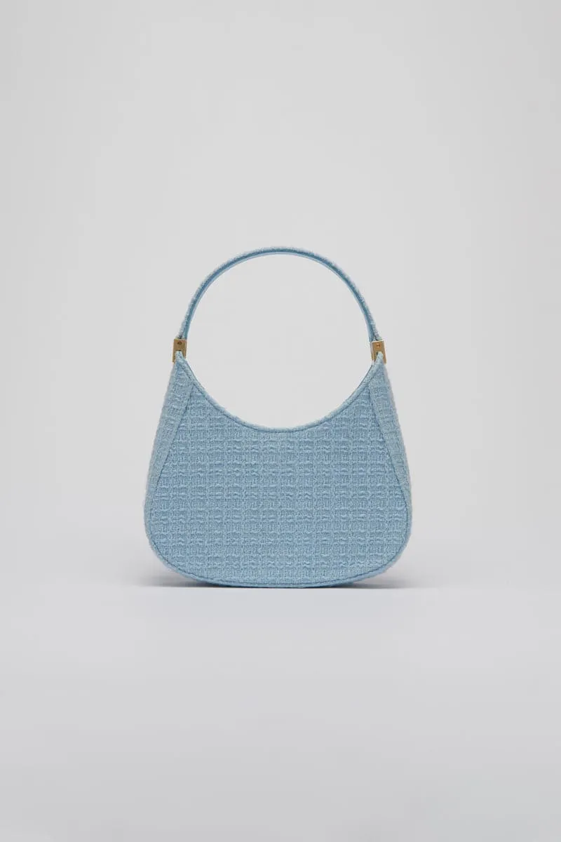 BABY BLUE TWEED MINI TOP HANDLE BAG