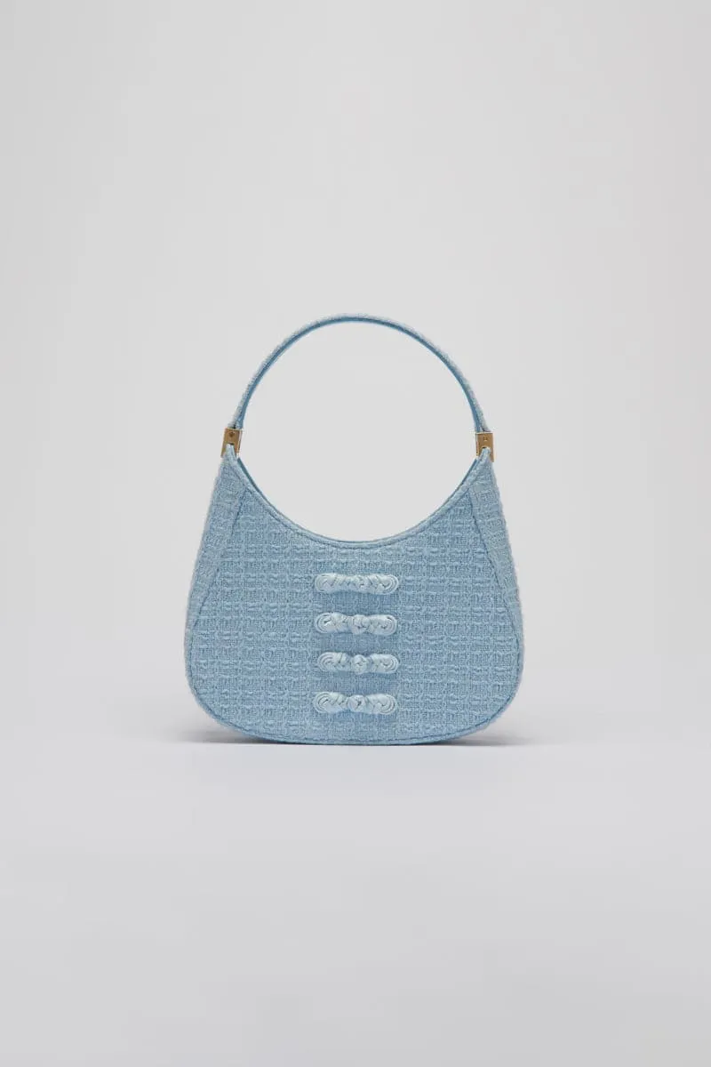 BABY BLUE TWEED MINI TOP HANDLE BAG