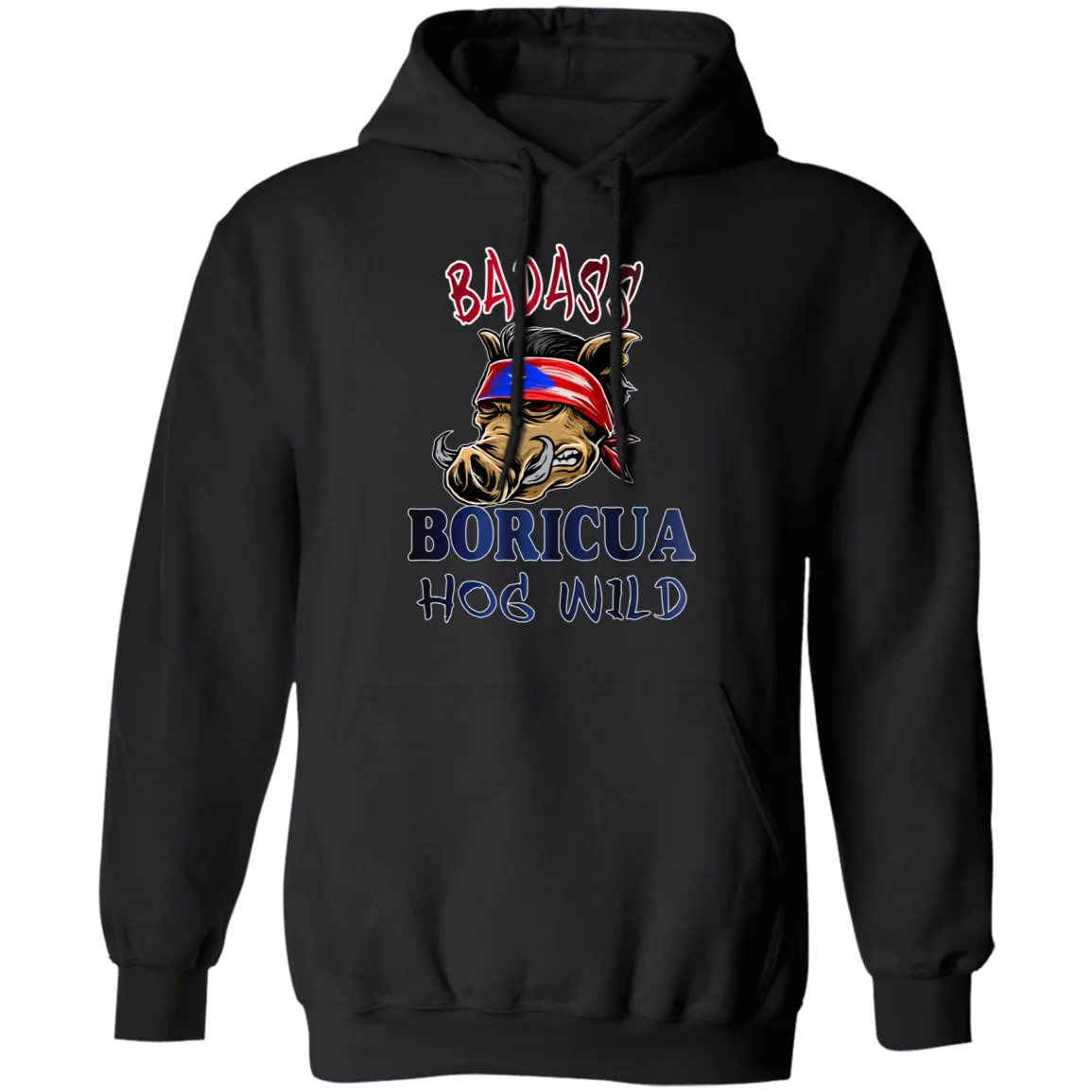 Badass Boricua Hog Wild (Small-5XL)  Pullover Hoodie