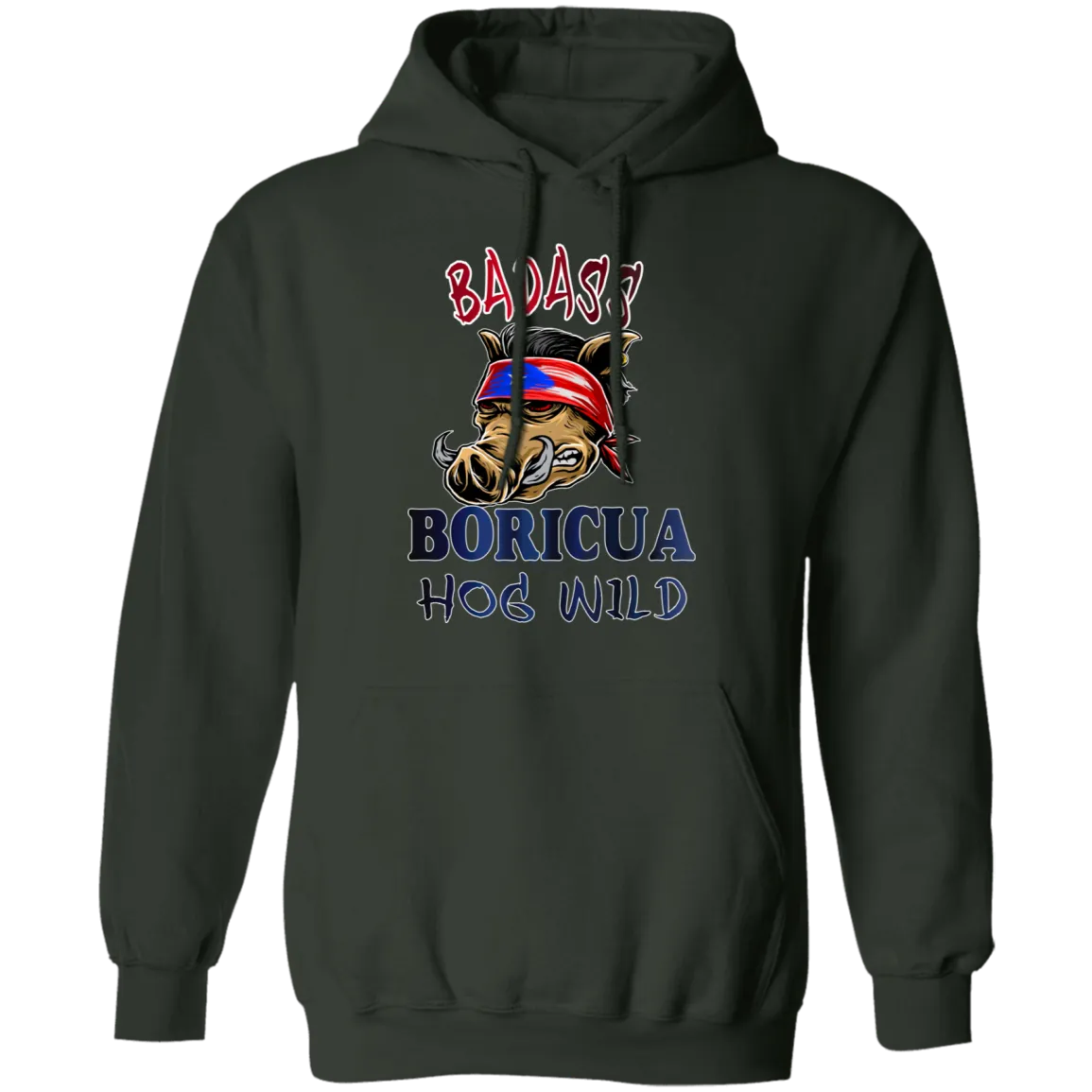 Badass Boricua Hog Wild (Small-5XL)  Pullover Hoodie