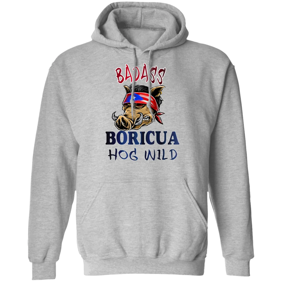 Badass Boricua Hog Wild (Small-5XL)  Pullover Hoodie