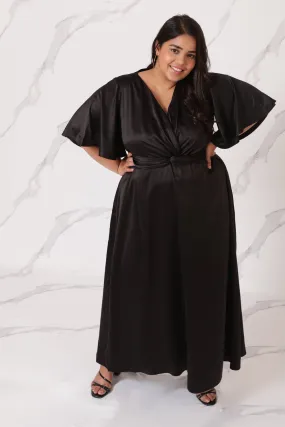 Black Satin Knot Dress