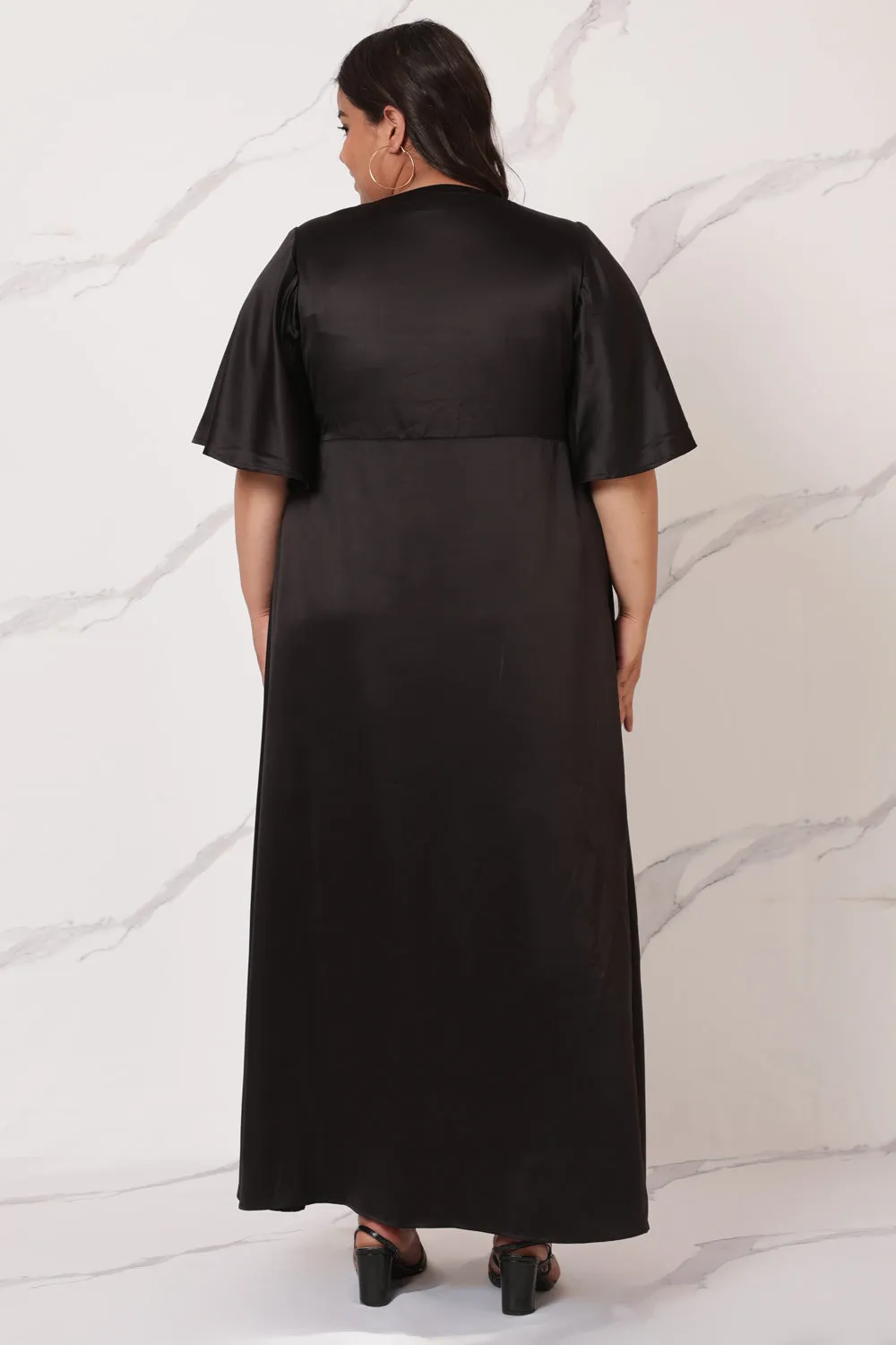 Black Satin Knot Dress