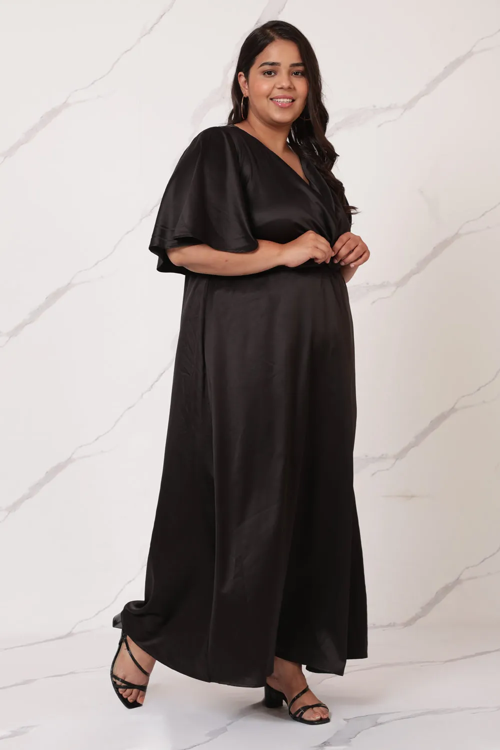 Black Satin Knot Dress