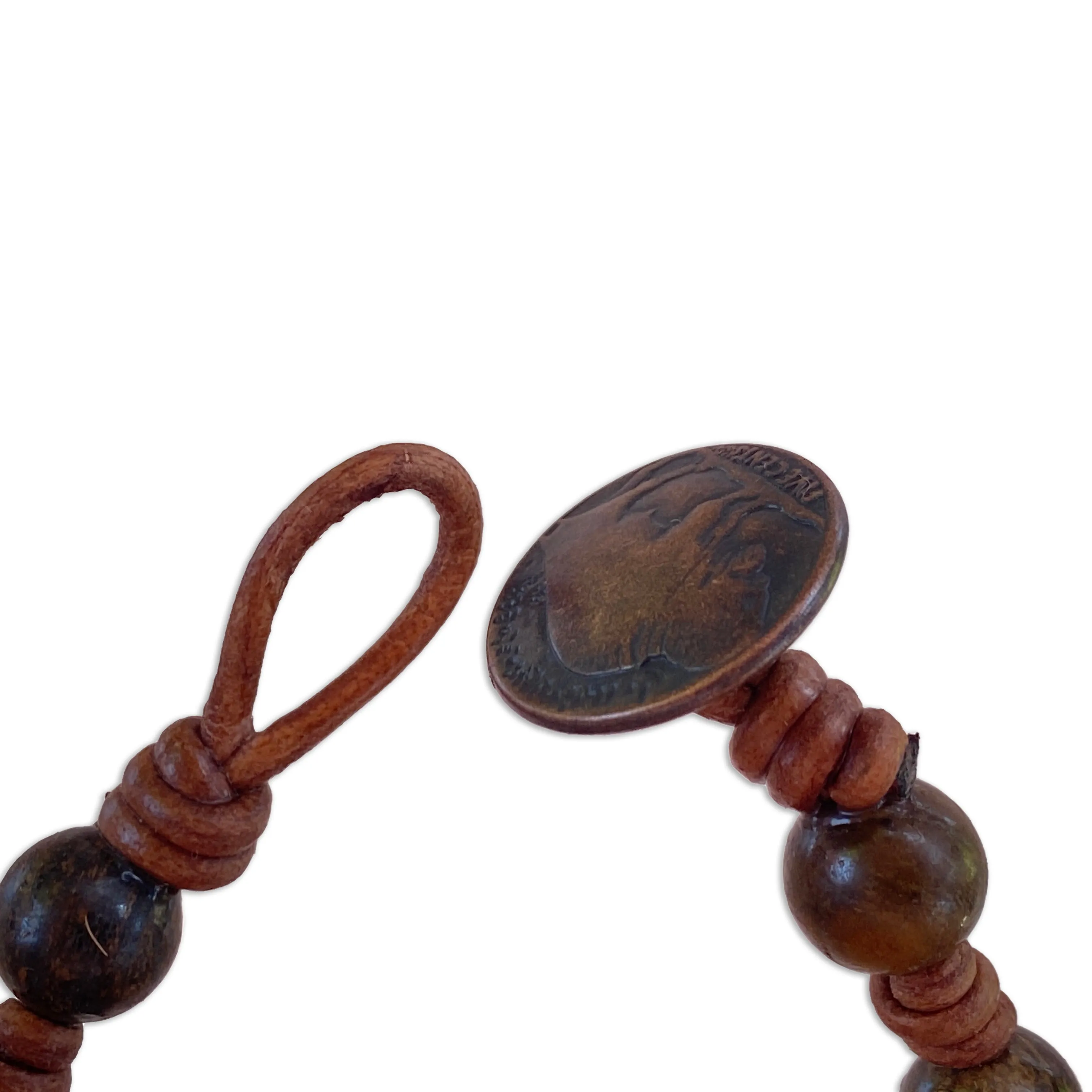 Bronzite gemstone Leather Bracelet