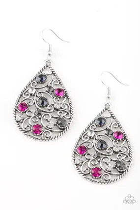 Certainly Courtier Multi - Pink, Blue and Green Gem Teardrop Earrings - Paparazzi Accessories