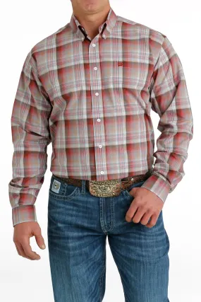 Cinch Men's Plaid Shirt - Red/Khaki/Brown