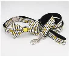 Dog Collar Banana Prints Set | Bow Tie, Collar, Leash