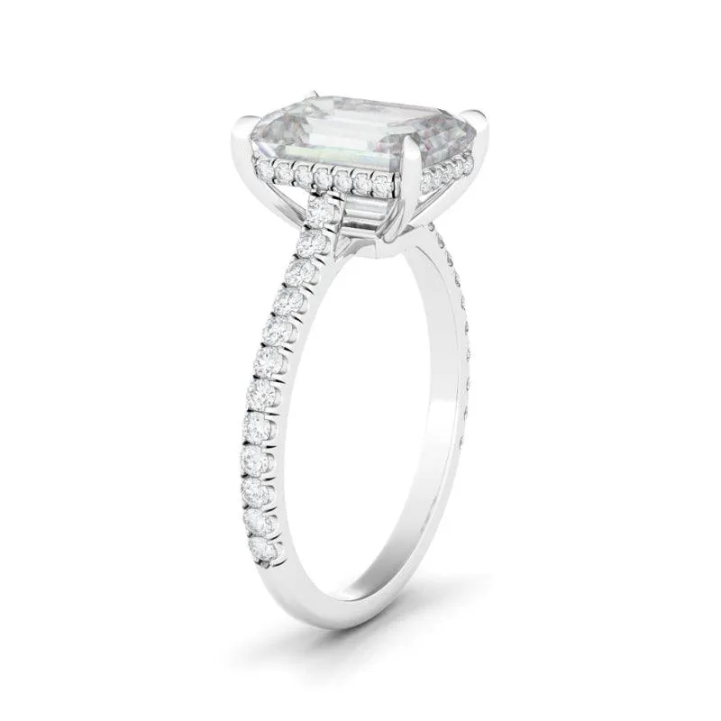 Emerald Cut Pave Diamond Ring