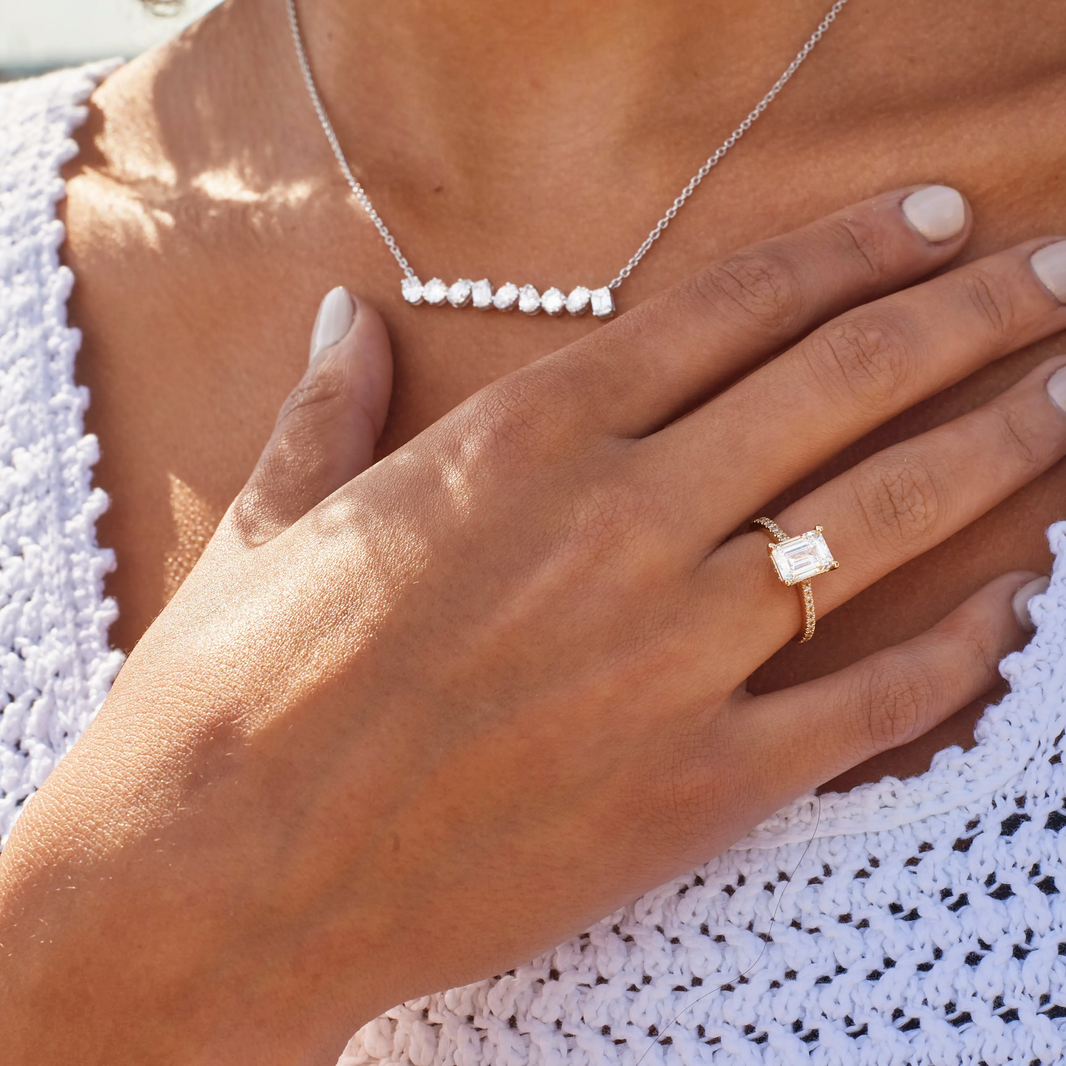 Emerald Cut Pave Diamond Ring