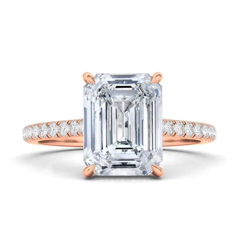 Emerald Cut Pave Diamond Ring