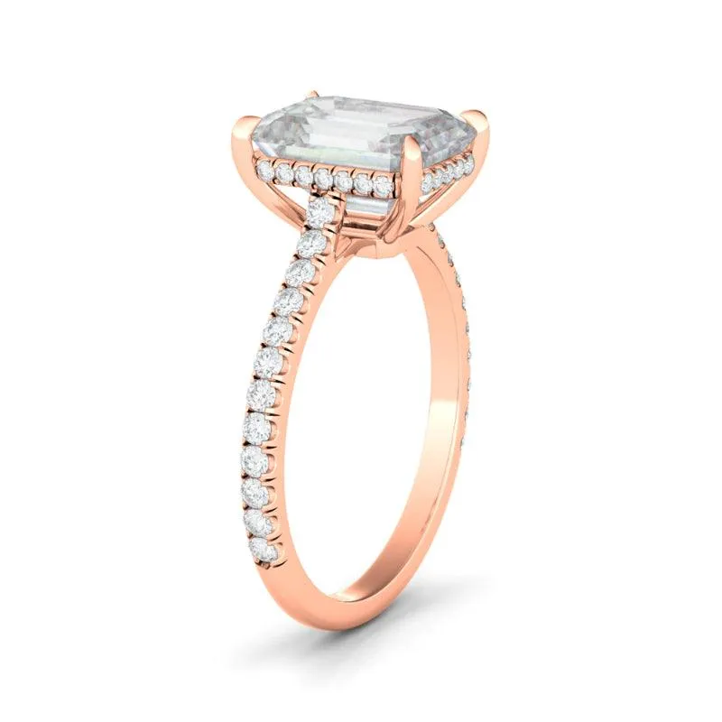 Emerald Cut Pave Diamond Ring