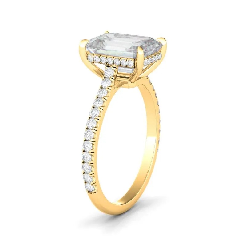 Emerald Cut Pave Diamond Ring