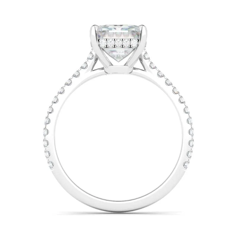 Emerald Cut Pave Diamond Ring