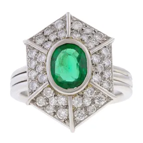 Estate Emerald & Diamond Ring, Oval 0.80ct.