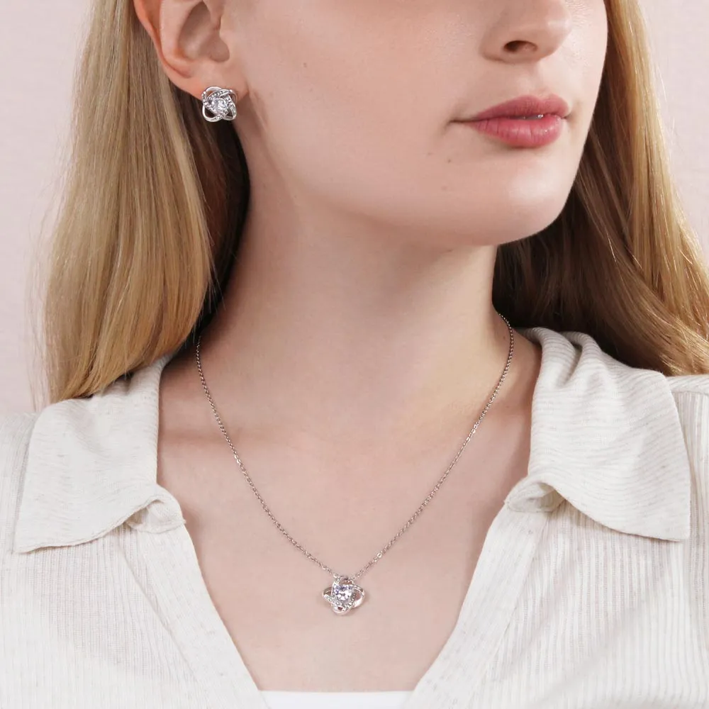 For Mom Gift, I Love You More Than You Will Ever Know CZ Pendant Necklace and Earrings Set For Mother's Day