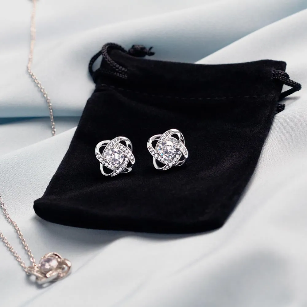 For Mom Gift, I Love You More Than You Will Ever Know CZ Pendant Necklace and Earrings Set For Mother's Day