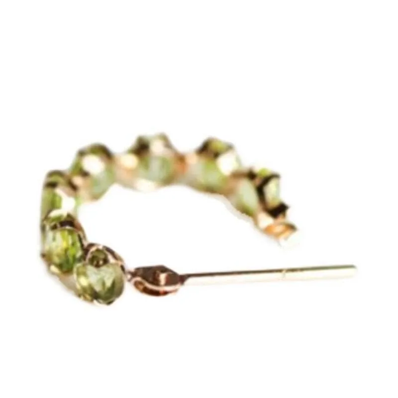 Fresh Style Inlaid Peridot Single Row Loop Earrings