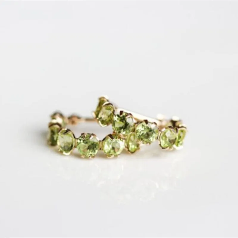 Fresh Style Inlaid Peridot Single Row Loop Earrings