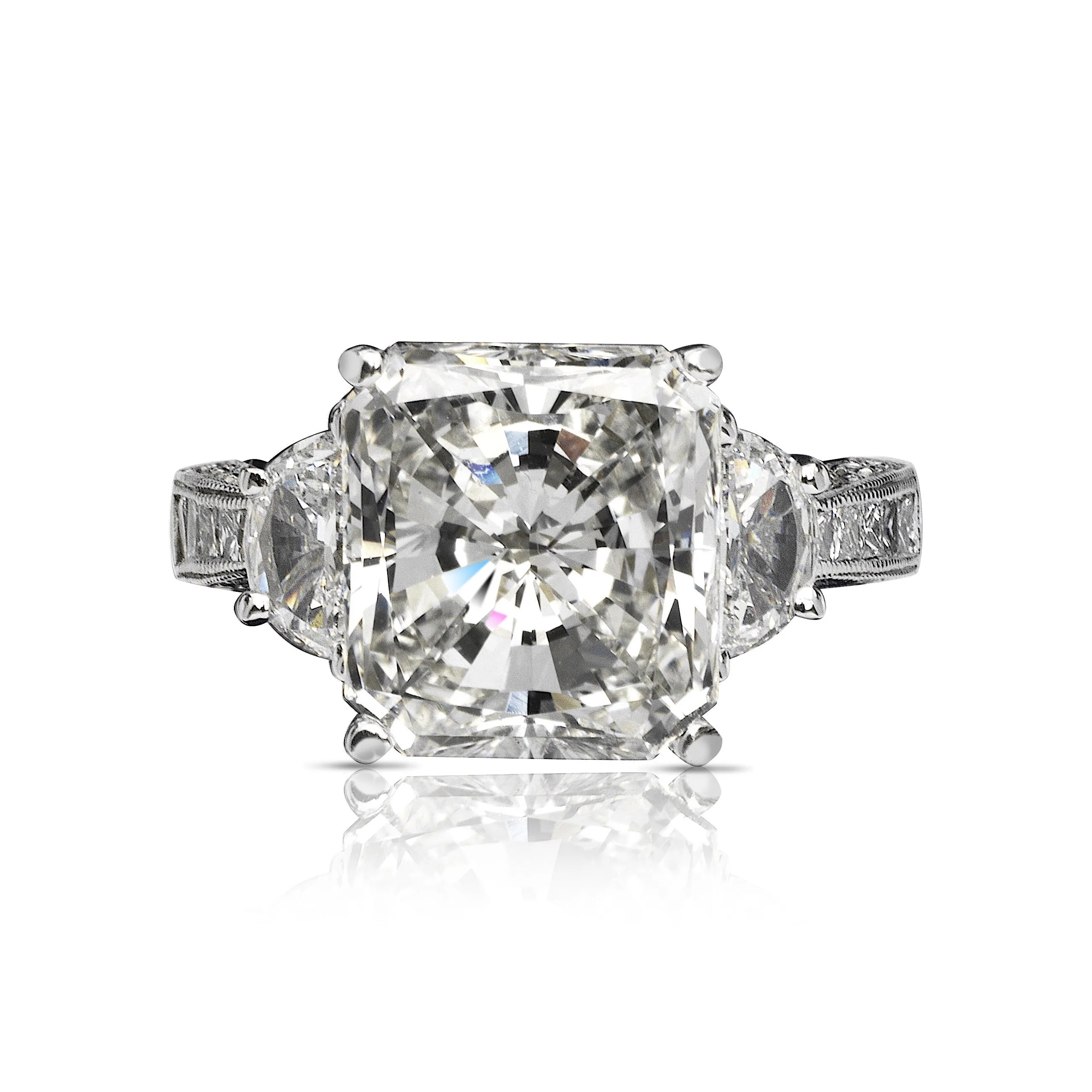 FREYJA 7 CARAT RADIANT CUT H COLOR VS2 CLARITY DIAMOND ENGAGEMENT RING 18K WHITE GOLD GIA CERTIFIED 5 CT H VS2 BY MIKE NEKTA