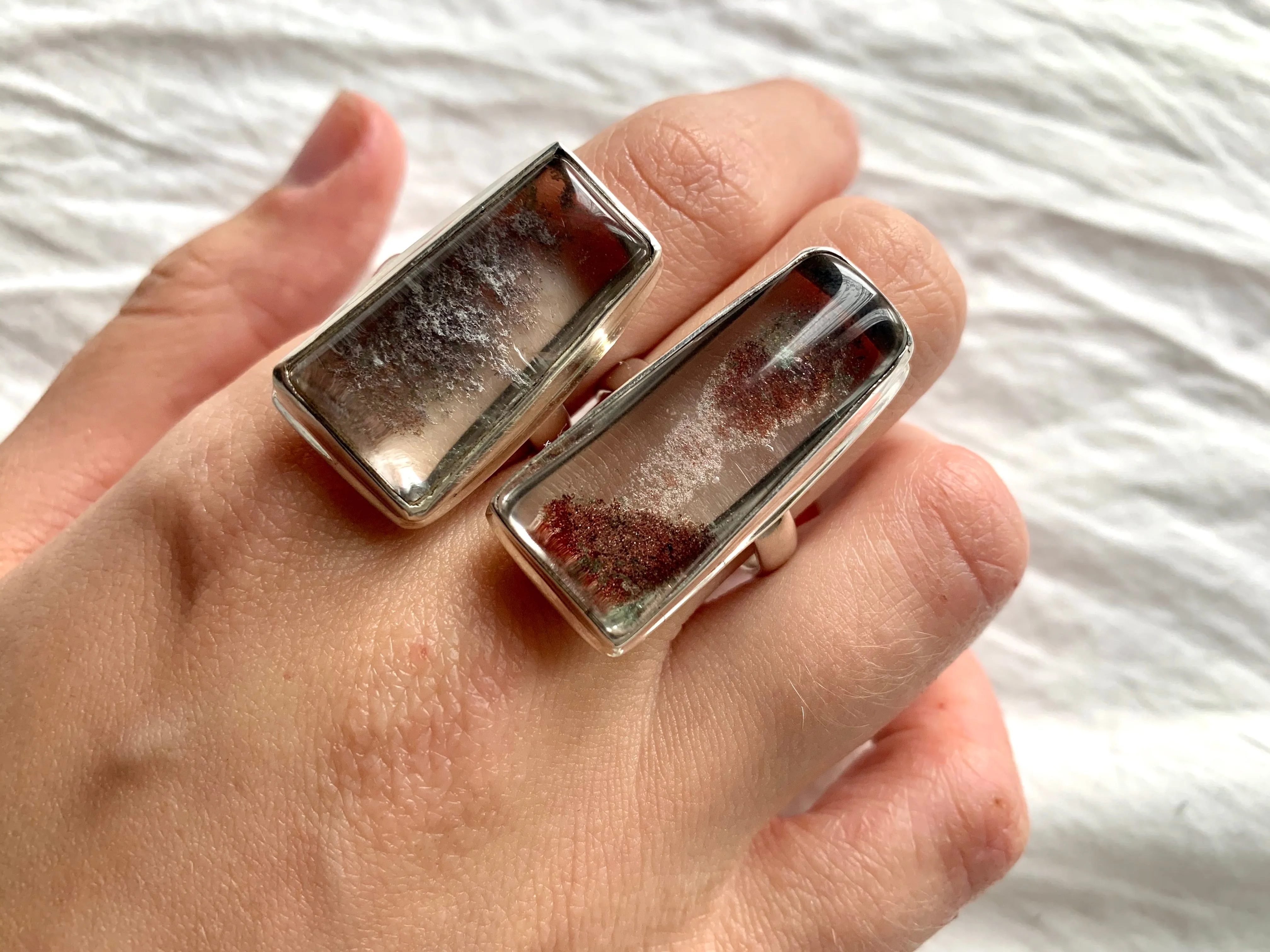 Garden Quartz Rectangle Ari Rings (US 9 & 10)