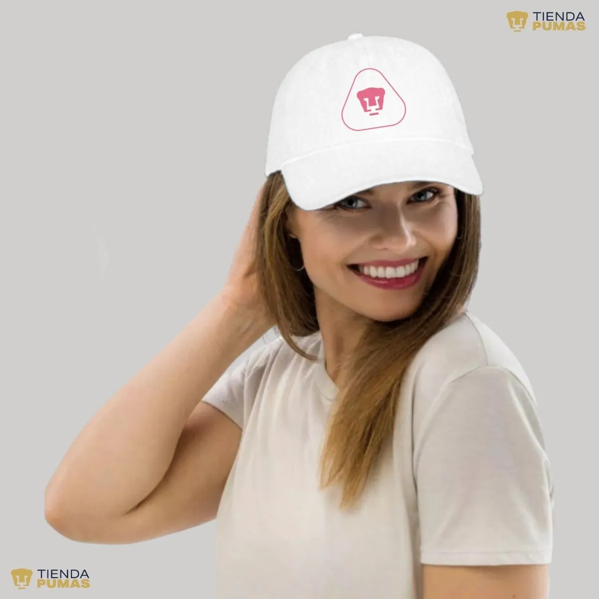 Gorra Pumas UNAM Hombre Mujer Ajustable Emblema Rosa 7 Vinil