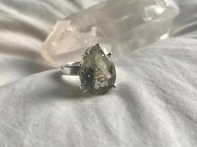 Green Amethyst Sanaa Ring - Faceted Teardrop