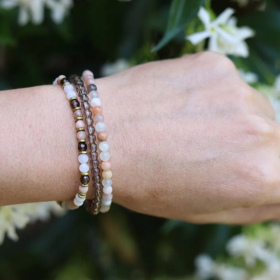 Intuition Moonstone & Smoky Stone Quartz Dainty Bracelet Set